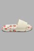 Redtag-White-Floral-Print-Slide-Sliders-Senior-Girls-5 to 14 Years