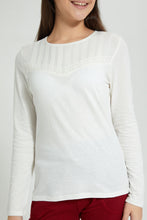 Load image into Gallery viewer, Redtag-White-Long-Sleeve-Front-Pleating-Top-Plain-Senior-Girls-9 to 14 Years
