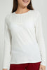 Redtag-White-Long-Sleeve-Front-Pleating-Top-Plain-Senior-Girls-9 to 14 Years