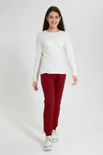 Load image into Gallery viewer, Redtag-White-Long-Sleeve-Front-Pleating-Top-Plain-Senior-Girls-9 to 14 Years
