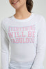 Redtag-White-Long-Sleeve-Graphic-T-Shirts-Graphic-Prints-Senior-Girls-9 to 14 Years