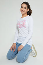 Load image into Gallery viewer, Redtag-White-Long-Sleeve-Graphic-T-Shirts-Graphic-Prints-Senior-Girls-9 to 14 Years
