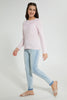 Redtag-Pink-L/S-Front-Pleating-Top-Long-Sleeves-Senior-Girls-9 to 14 Years