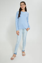 Load image into Gallery viewer, Redtag-Lt-Blue-L/S-Front-Pleating-Top-Long-Sleeves-Senior-Girls-9 to 14 Years
