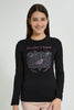 Redtag-Navy-Long-Sleeve-Graphic-T-Shirts-Graphic-Prints-Senior-Girls-9 to 14 Years