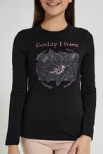 Load image into Gallery viewer, Redtag-Navy-Long-Sleeve-Graphic-T-Shirts-Graphic-Prints-Senior-Girls-9 to 14 Years
