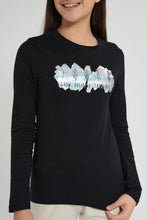 Load image into Gallery viewer, Redtag-Black-Long-Sleeve-Graphic-T-Shirts-Graphic-Prints-Senior-Girls-9 to 14 Years
