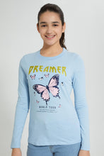 Load image into Gallery viewer, Redtag-Lt-Blue-Long-Sleeve-Graphic-T-Shirts-Graphic-Prints-Senior-Girls-9 to 14 Years
