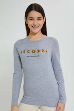 Load image into Gallery viewer, Redtag-Grey-Melange-Long-Sleeve-Graphic-T-Shirts-Graphic-Prints-Senior-Girls-9 to 14 Years
