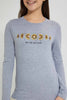 Redtag-Grey-Melange-Long-Sleeve-Graphic-T-Shirts-Graphic-Prints-Senior-Girls-9 to 14 Years