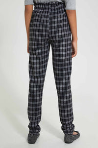 Redtag-Grey/White-Stripes-Plaid-Trouser-Cargo-Pants-Senior-Girls-9 to 14 Years