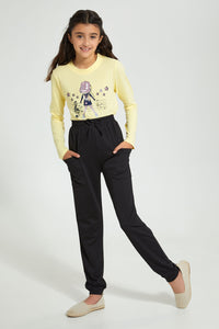 Redtag-Black-Jogger-Cargo-Pants-Senior-Girls-9 to 14 Years