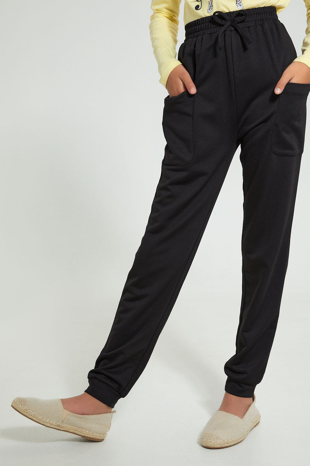 Redtag-Black-Jogger-Cargo-Pants-Senior-Girls-9 to 14 Years