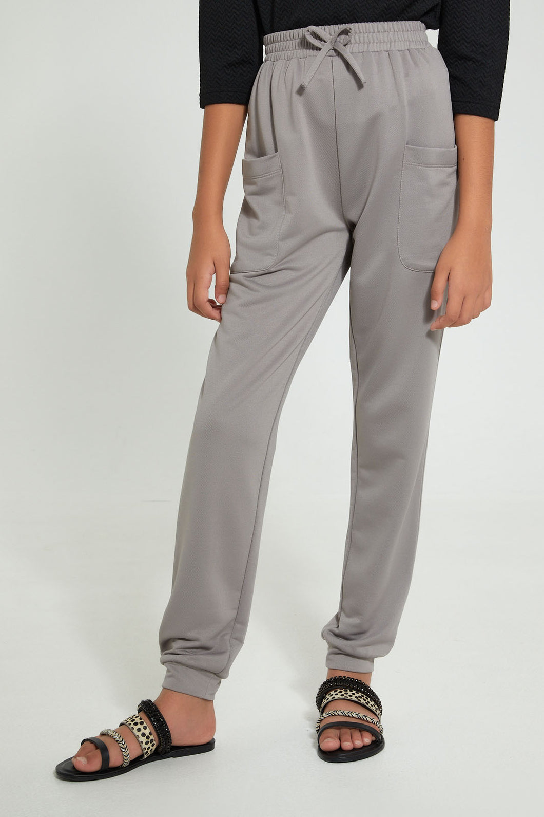 Redtag-Grey-Jogger-Cargo-Pants-Senior-Girls-9 to 14 Years