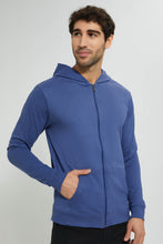 تنزيل الصورة على معرض الصور، Redtag-Blue-Zipper-Hoodie-Sweatshirts-Men&#39;s-
