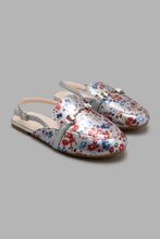 Load image into Gallery viewer, Redtag-Silver-Floral-Print-Mule-Mules-Senior-Girls-5 to 14 Years
