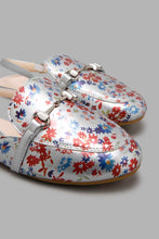 Load image into Gallery viewer, Redtag-Silver-Floral-Print-Mule-Mules-Senior-Girls-5 to 14 Years
