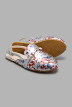 Load image into Gallery viewer, Redtag-Silver-Floral-Print-Mule-Mules-Senior-Girls-5 to 14 Years
