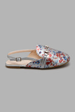 Load image into Gallery viewer, Redtag-Silver-Floral-Print-Mule-Mules-Senior-Girls-5 to 14 Years
