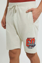 تنزيل الصورة على معرض الصور، Redtag-Ecru-Terry-Shorts-With-Placement-Print-Active-Shorts-Men&#39;s-
