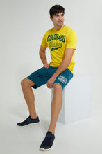 تنزيل الصورة على معرض الصور، Redtag-Green-Terry-Shorts-With-Placement-Print-Active-Shorts-Men&#39;s-
