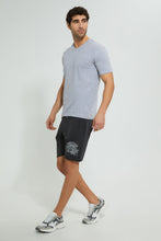 تنزيل الصورة على معرض الصور، Redtag-Charcoal-Terry-Shorts-With-Placement-Print-Active-Shorts-Men&#39;s-
