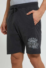 تنزيل الصورة على معرض الصور، Redtag-Charcoal-Terry-Shorts-With-Placement-Print-Active-Shorts-Men&#39;s-
