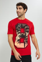 Load image into Gallery viewer, Redtag-Red-Digital-Printed-T-Shirt-Graphic-Prints-Men&#39;s-
