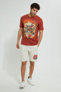 Redtag-Brown-Digital-Printed-T-Shirt-Graphic-Prints-Men's-