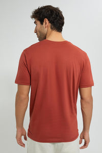 Redtag-Brown-Digital-Printed-T-Shirt-Graphic-Prints-Men's-