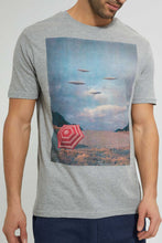 Load image into Gallery viewer, Redtag-Grey-Digital-Printed-T-Shirt-Graphic-Prints-Men&#39;s-
