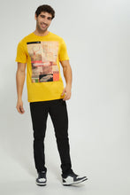 Load image into Gallery viewer, Redtag-Mustard-Digital-Printed-T-Shirt-Graphic-Prints-Men&#39;s-
