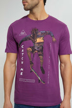 Load image into Gallery viewer, Redtag-Purple-Digital-Printed-T-Shirt-Graphic-Prints-Men&#39;s-
