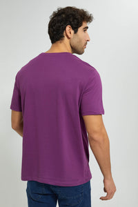 Redtag-Purple-Digital-Printed-T-Shirt-Graphic-Prints-Men's-