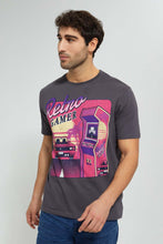 Load image into Gallery viewer, Redtag-Grey-Digital-Printed-T-Shirt-Graphic-Prints-Men&#39;s-
