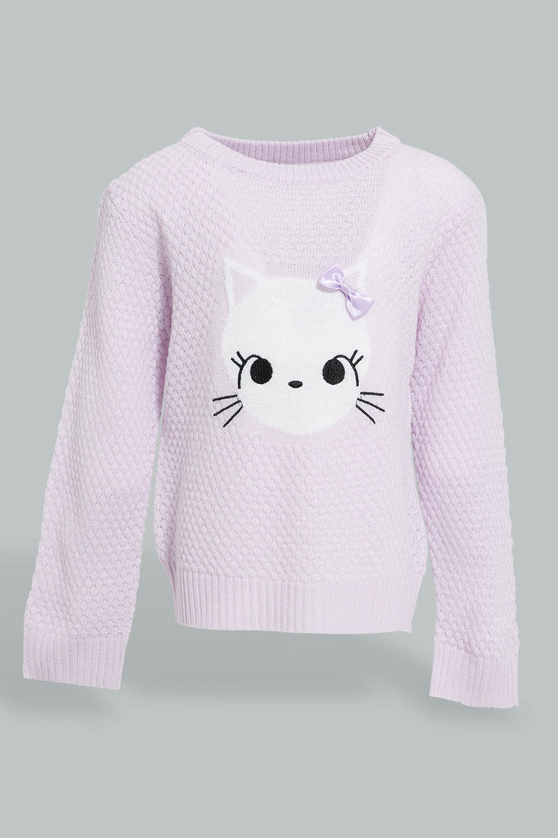 Redtag-Lilac-Printed-Pullover-Pullovers-Infant-Girls-3 to 24 Months