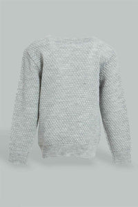 Redtag-Grey-Melange-Printed-Pullover-Pullovers-Infant-Girls-3 to 24 Months