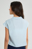 Redtag-Light-Blue-Oversize-Crop-Shirt-With-Chiffly-Collar-Blouses-Senior-Girls-9 to 14 Years