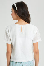 Load image into Gallery viewer, Redtag-White-Chiffly-Crop-Top-Blouses-Senior-Girls-9 to 14 Years
