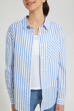 Load image into Gallery viewer, Redtag-White/Blue-Stripes-Twofer-Shirt-Blouses-Senior-Girls-9 to 14 Years
