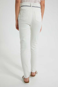 Redtag-White-Skinny-Jean-With-Belt-Jeans-Skinny-Fit-Senior-Girls-9 to 14 Years