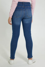 تنزيل الصورة على معرض الصور، Redtag-Meduim-Wash-Skinny-High-Rise-Jean-With-Embroidery-Jeans-Skinny-Fit-Senior-Girls-9 to 14 Years
