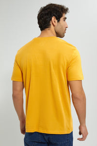 Redtag-Yellow-Graphic-T-Shirt-Graphic-Prints-Men's-