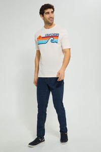 Redtag-Peach-Graphic-T-Shirt-Graphic-Prints-Men's-