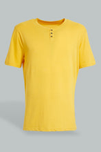 Load image into Gallery viewer, Redtag-Yellow-Henley-T-Shirt-Henley-Tees-Men&#39;s-
