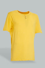 Load image into Gallery viewer, Redtag-Yellow-Henley-T-Shirt-Henley-Tees-Men&#39;s-
