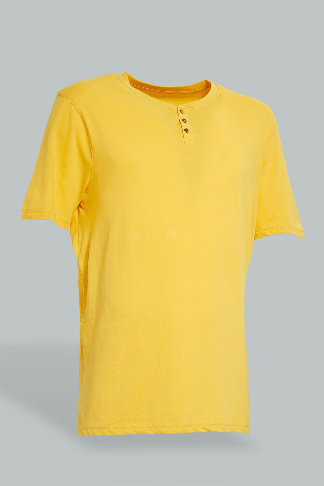 Redtag-Yellow-Henley-T-Shirt-Henley-Tees-Men's-