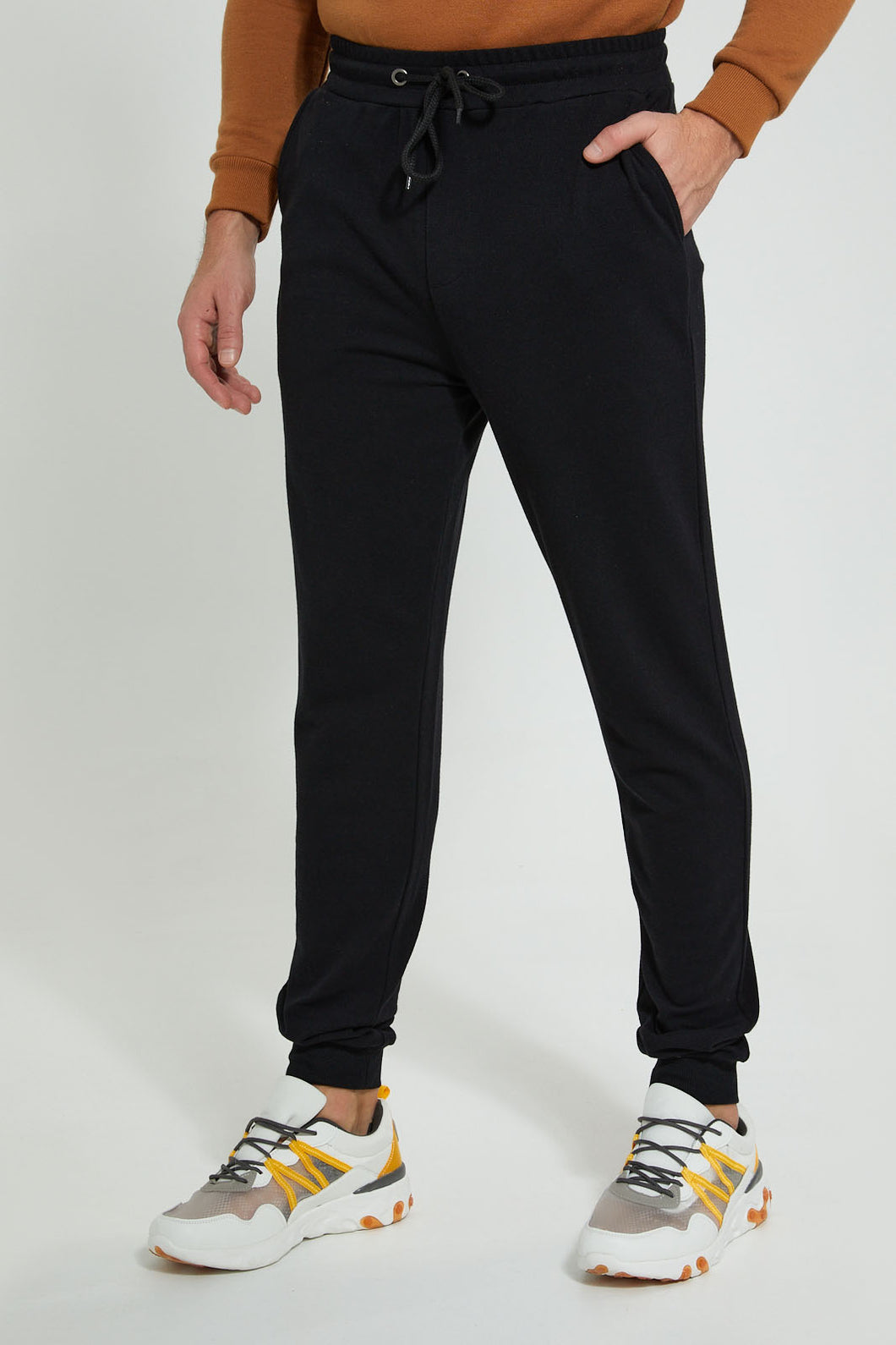 Redtag-Black-Pique-Jog-Pant-Joggers-Men's-