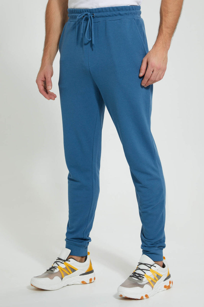 Redtag-Blue-Pique-Jog-Pant-Joggers-Men's-