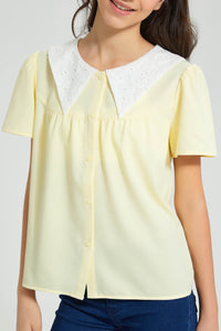 Redtag-Yellow-Chiffly-Collar-Top-Blouses-Senior-Girls-9 to 14 Years